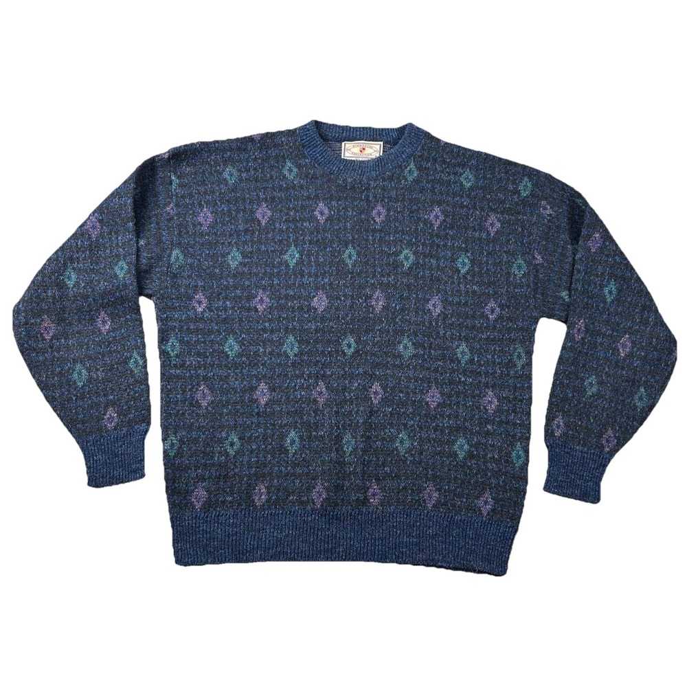 Vintage Pinnacle Collection Sweater Mens XL Wool Blend Geometric Grandpa 90s USA